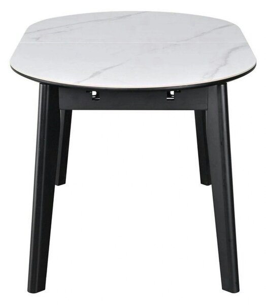 Masa extensibila ARES, alb cu efect de marmura/negru, ceramica/metal
