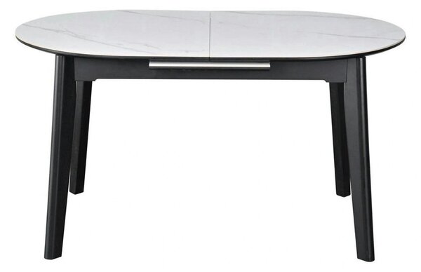 Masa extensibila ARES, alb cu efect de marmura/negru, ceramica/metal