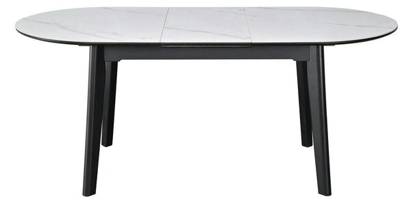 Masa extensibila ARES, alb cu efect de marmura/negru, ceramica/metal