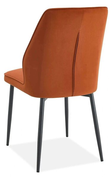 Scaun LEX, caramiziu/negru, stofa catifelata/metal, 47x60x89 cm