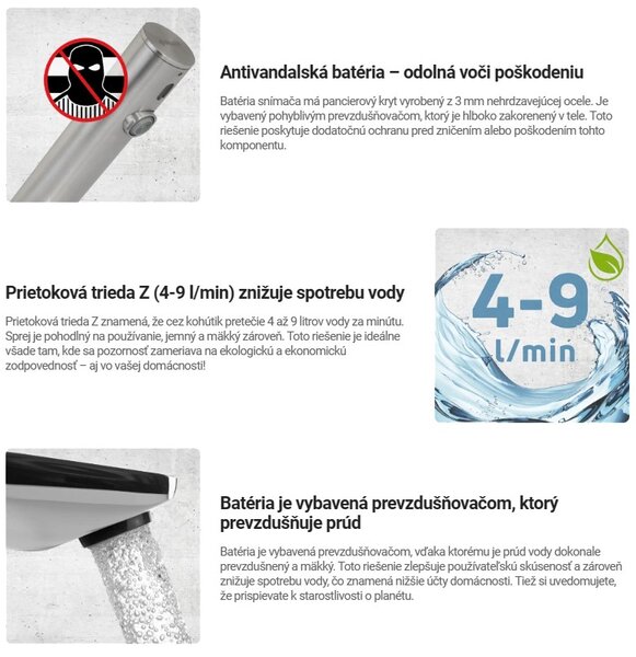 Deante Sense, robinet pentru chiuvetă fără atingere, fără control al temperaturii, sursă de alimentare 230/6V, negru mat, DEA-BQR_N28V