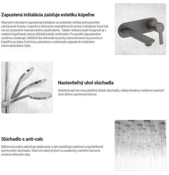 Deante Silia, baterie de baie ascuns cu 4 orificii cu set de dus, grafit, DEA-BQS_D18P