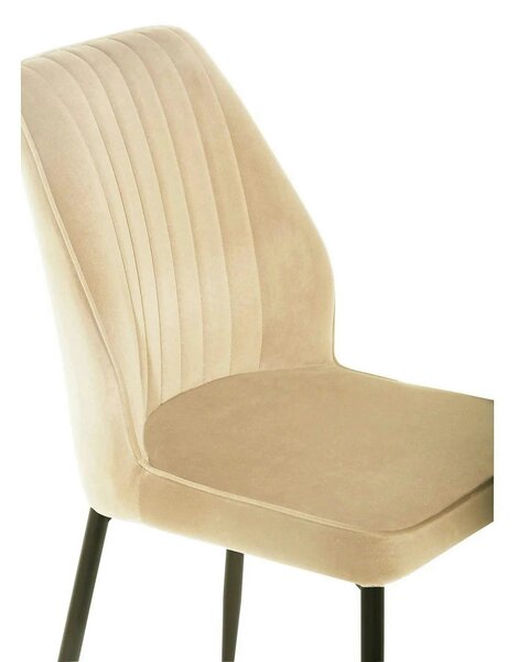 Scaun LEX, bej/negru, stofa catifelata/metal, 47x60x89 cm