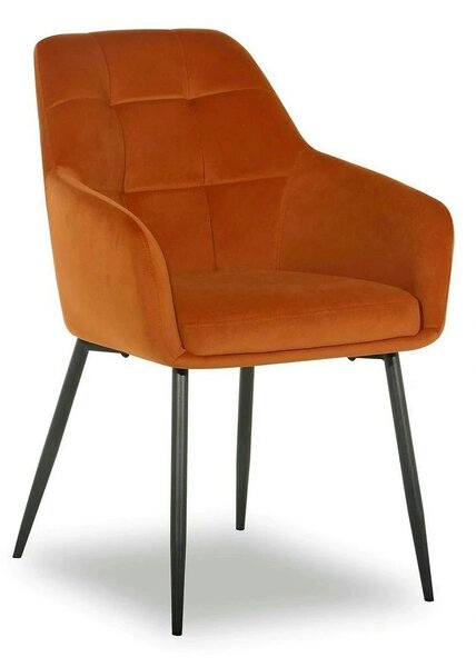 Scaun UGO NEW, caramiziu/negru, stofa catifelata/metal, 58x62x85 cm
