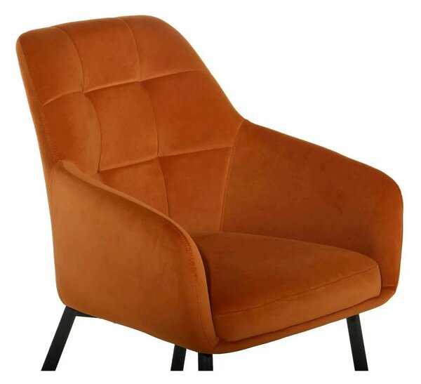 Scaun UGO NEW, caramiziu/negru, stofa catifelata/metal, 58x62x85 cm