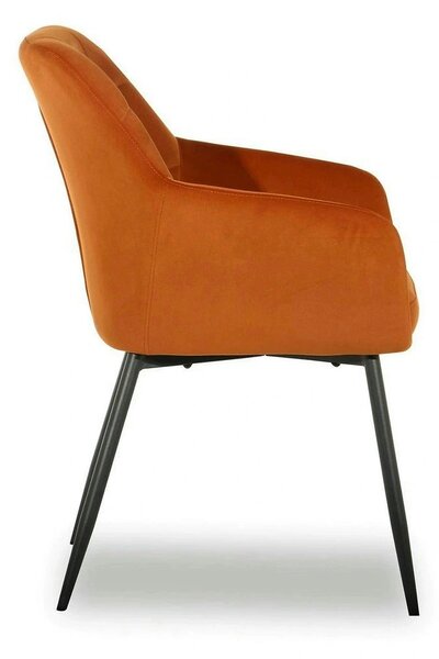 Scaun UGO NEW, caramiziu/negru, stofa catifelata/metal, 58x62x85 cm