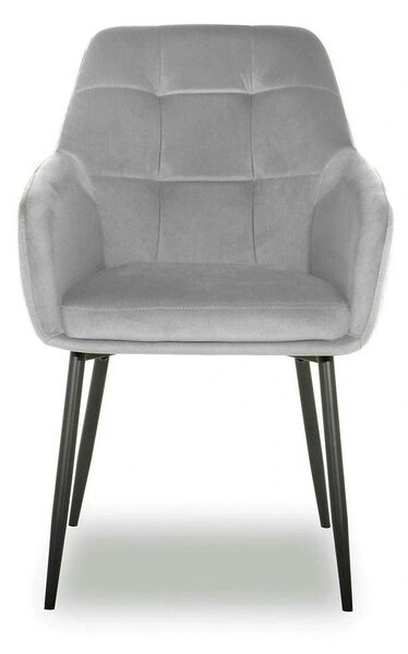 Scaun UGO NEW, gri deschis/negru, stofa catifelata/metal, 58x62x85 cm