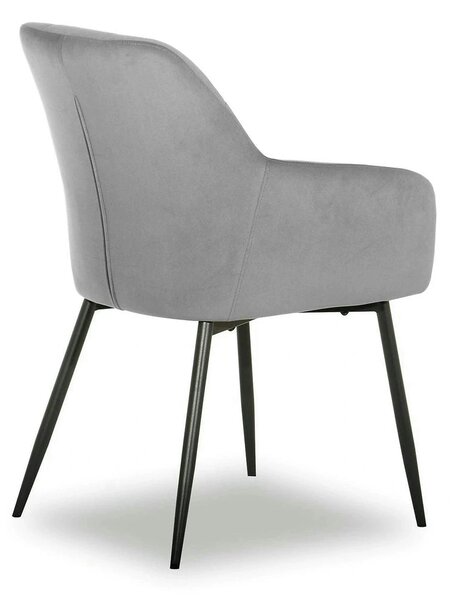 Scaun UGO NEW, gri deschis/negru, stofa catifelata/metal, 58x62x85 cm