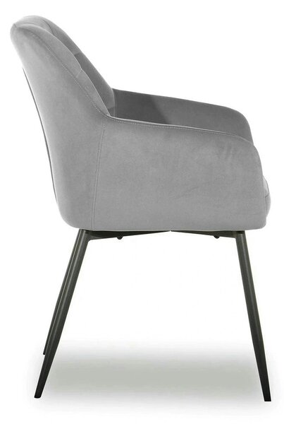 Scaun UGO NEW, gri deschis/negru, stofa catifelata/metal, 58x62x85 cm