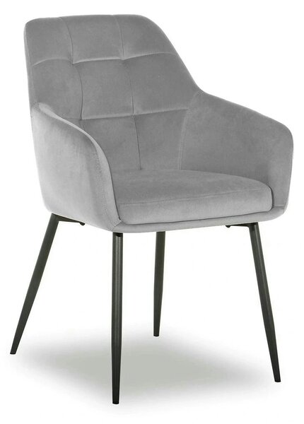 Scaun UGO NEW, gri deschis/negru, stofa catifelata/metal, 58x62x85 cm