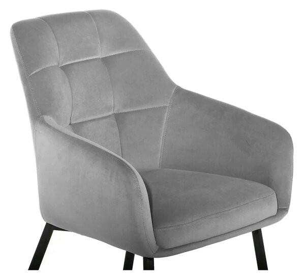 Scaun UGO NEW, gri deschis/negru, stofa catifelata/metal, 58x62x85 cm