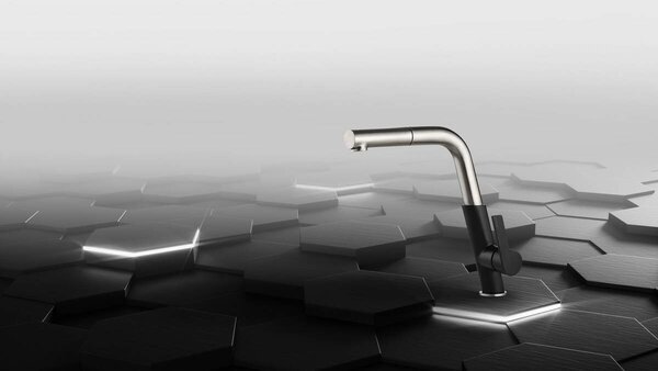 Deante Silia, baterie pentru chiuveta cu spray extractibil, otel negru, BQS_B730