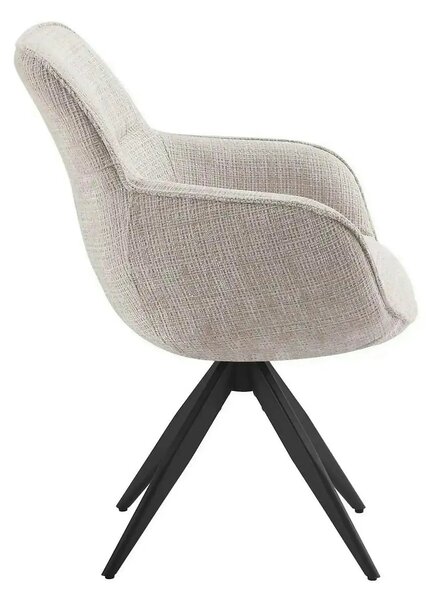 Scaun rotativ TURIN, bej/negru, stofa clasica/metal, 65x62x86 cm