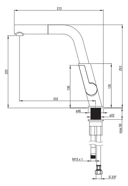 Deante Silia, baterie pentru chiuveta cu spray extractibil, auriu mat, DEA-BQS_R73M