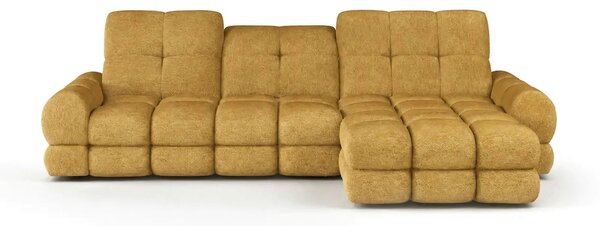 Coltar extensibil TOLLO MINI, sezlong dreapta, stofa catifelata galben