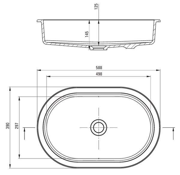 Deante Silia, chiuveta granit pentru incasare de jos 588x390x145 mm, alb mat, DEA-CQS_AU6U