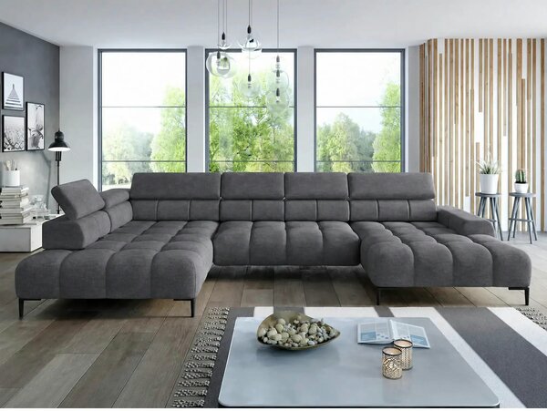 Coltar extensibil modern PLAZA XL, sezlong stanga, stofa catifelata gr
