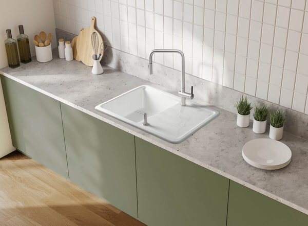 Deante Momi, chiuveta ceramica cu scurgere 780x500x230 mm, alb, DEA-ZCM_6113