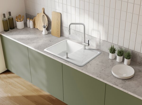 Deante Momi, chiuveta ceramica cu scurgere 780x500x230 mm, alb, DEA-ZCM_6113
