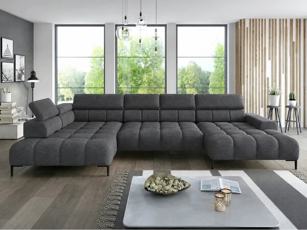 Coltar extensibil modern PLAZA XL, sezlong stanga, stofa catifelata gr