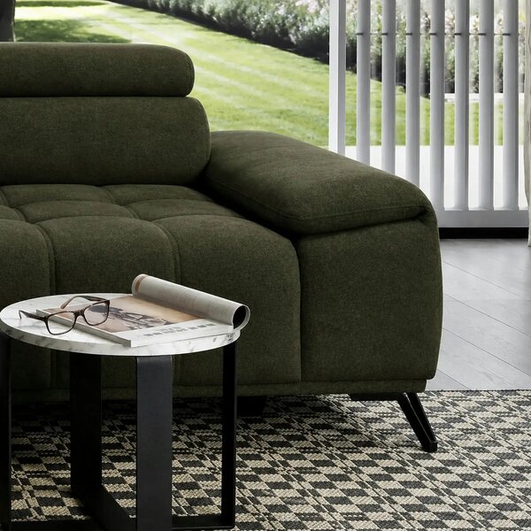 Coltar PALLADIO MINI, sezlong stanga, stofa catifelata verde - Whisper