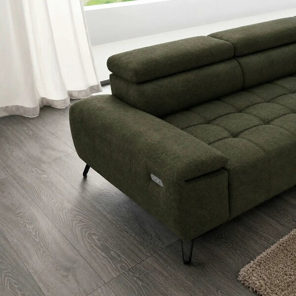 Coltar PALLADIO MINI, sezlong stanga, stofa catifelata verde - Whisper