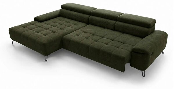 Coltar PALLADIO MINI, sezlong stanga, stofa catifelata verde - Whisper