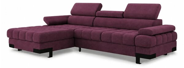 Coltar extensibil SELVA MINI, sezlong stanga, stofa catifelata violet