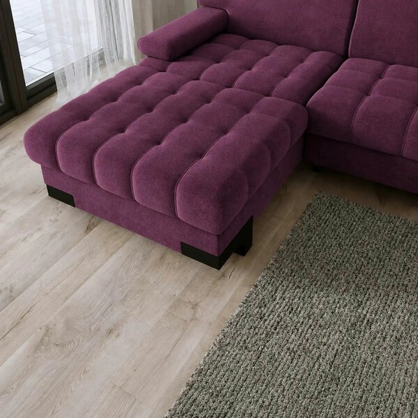 Coltar extensibil SELVA MINI, sezlong stanga, stofa catifelata violet