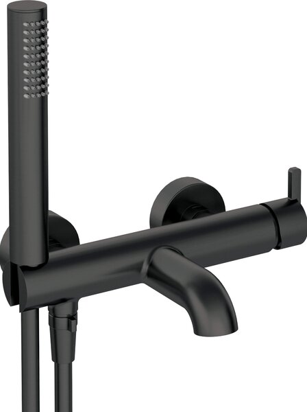 Deante Silia, baterie de baie de perete cu set de duș manual, negru mat, DEA-BQS_N11M