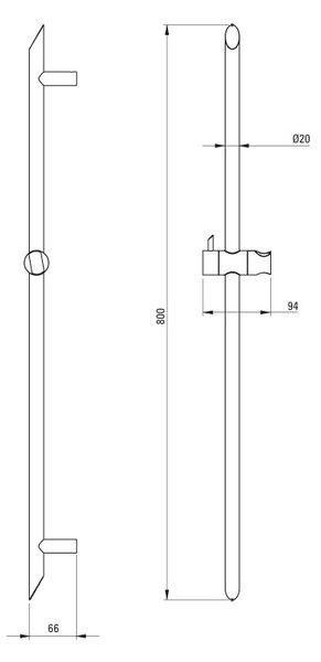 Deante Silia, coloana de dus montata pe perete 800mm, negru mat, DEA-NQS_N51D