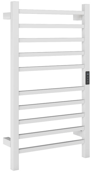 HOMCOM Uscător de Prosoape Electric cu 10 Bare, Timer, Afișaj LCD și Temperatură Reglabilă, 45x11x80 cm, Alb | Aosom Romania
