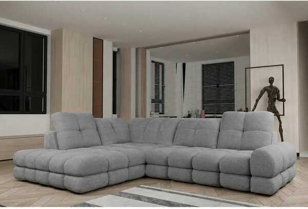 Coltar extensibil 3m TOLLO L, sezlong stanga, stofa catifelata gri - R