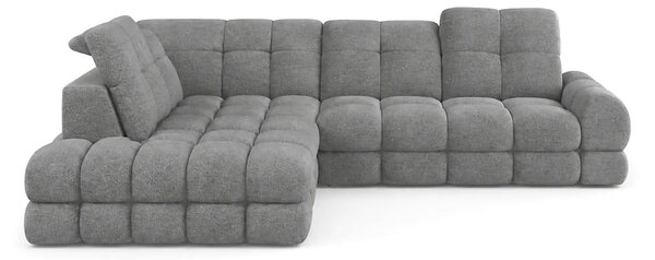 Coltar extensibil 3m TOLLO L, sezlong stanga, stofa catifelata gri - R