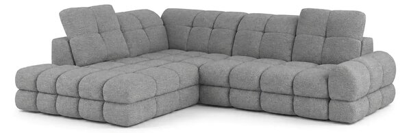Coltar extensibil 3m TOLLO L, sezlong stanga, stofa catifelata gri - R