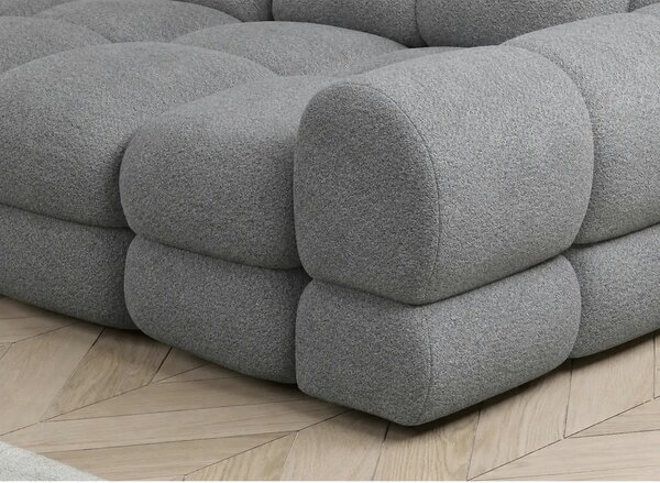 Coltar extensibil 3m TOLLO L, sezlong stanga, stofa catifelata gri - R