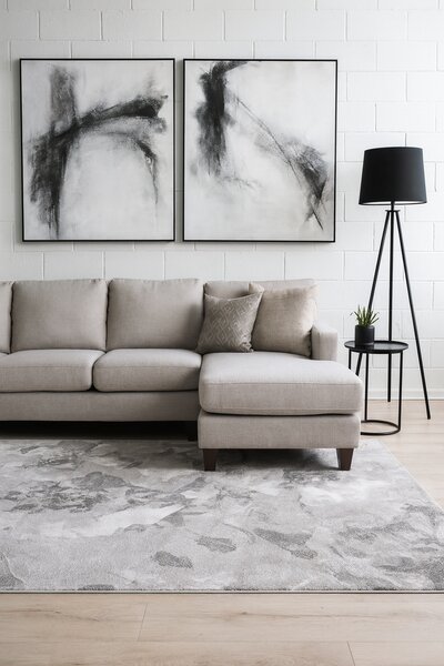 Covor Floral Living Dormitor, Model Opus 54208 760, Gri 80x150