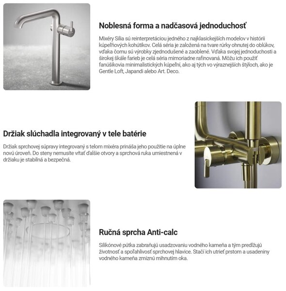 Deante Silia, baterie de dus cu set de dus de mana, auriu mat, BQS_R41M