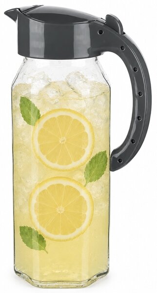 Carafa Pufo Summery din sticla cu capac, pentru apa, limonada sau suc, 1.5 L, transparent