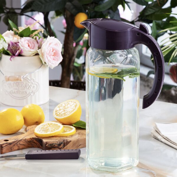 Carafa Pufo Summery din sticla cu capac, pentru apa, limonada sau suc, 1.5 L, transparent