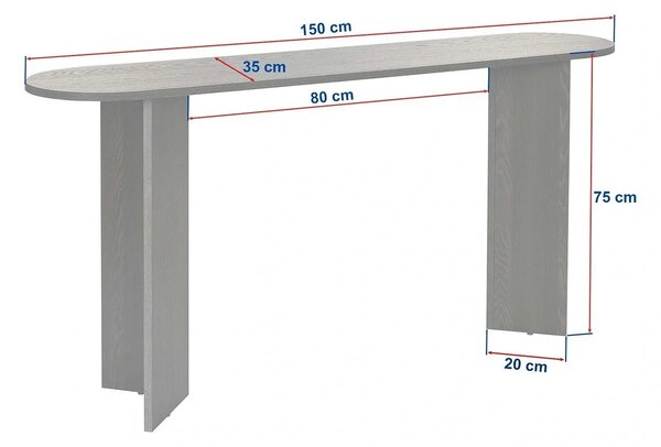 Consola SIRA, negru, PAL, 150x35x75 cm