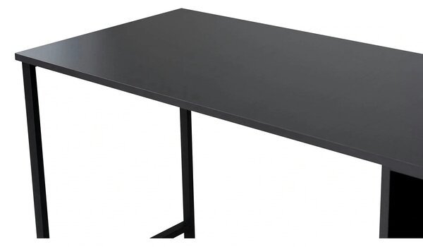 Birou TWIN, gri antracit/negru, PAL melaminat/metal, 240x60x74 cm
