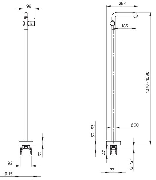 Deante Silia, baterie lavoar de sine stătătoare h-1090, bronz, DEA-BQS_C2KK