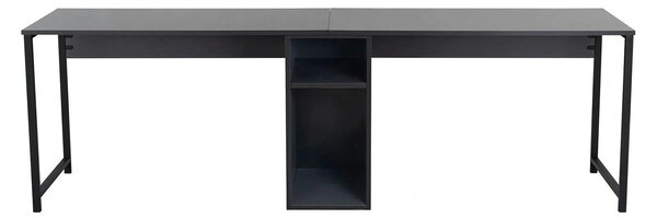 Birou TWIN, gri antracit/negru, PAL melaminat/metal, 240x60x74 cm