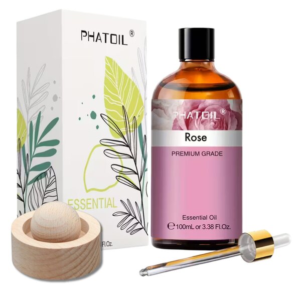 Phatoil Premium Ulei Esențiale – Cadou cu odorizant din lemn 100 ml – Trandafir