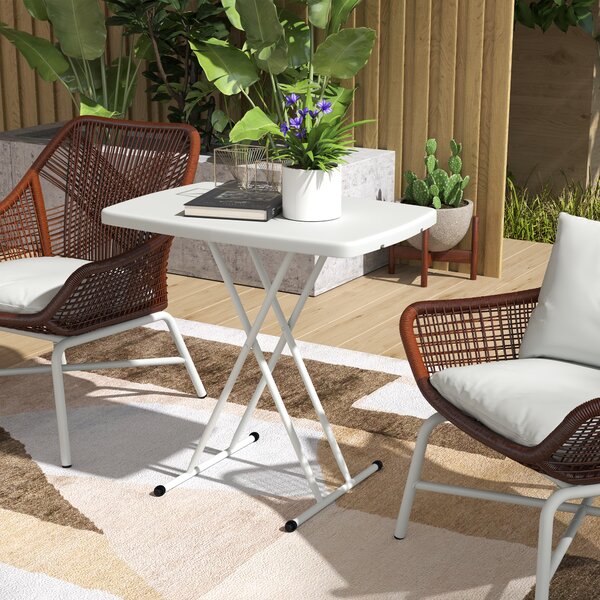 Outsunny Măsuță de Cafea Pliabilă, Reglabilă pe Înălțime și Portabilă, cu Blat HDPE și Cadru Metalic, 76x50x74 cm, Alb | Aosom Romania