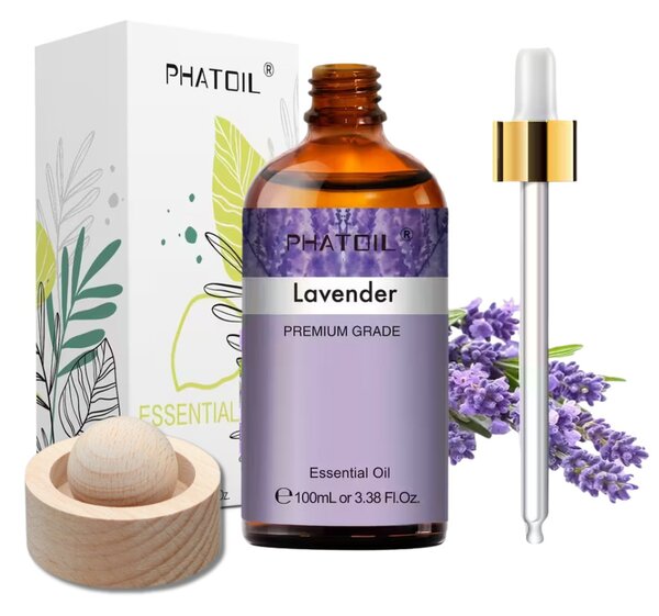 Phatoil Ulei Esențiale Premium – Cadou cu odorizant din lemn 100 ml – Lavandă