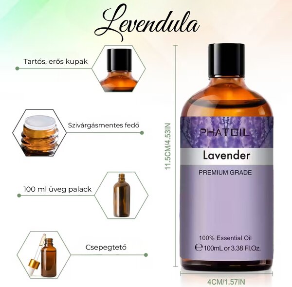 Phatoil Ulei Esențiale Premium – Cadou cu odorizant din lemn 100 ml – Lavandă