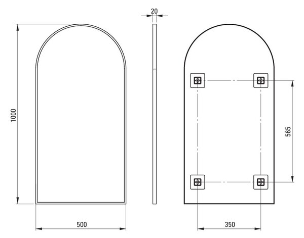 Deante Silia, oglinda suspendata cu rama 500x1000mm, auriu mat, DEA-ADI_R851