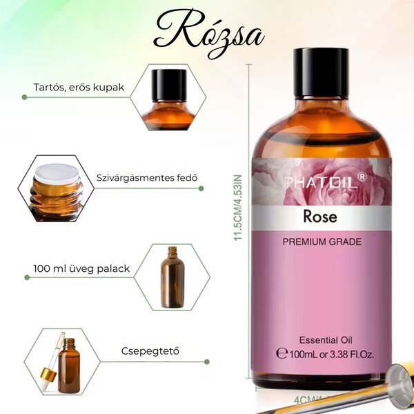 Phatoil Premium Ulei Esențiale – Cadou cu odorizant din lemn 100 ml – Trandafir
